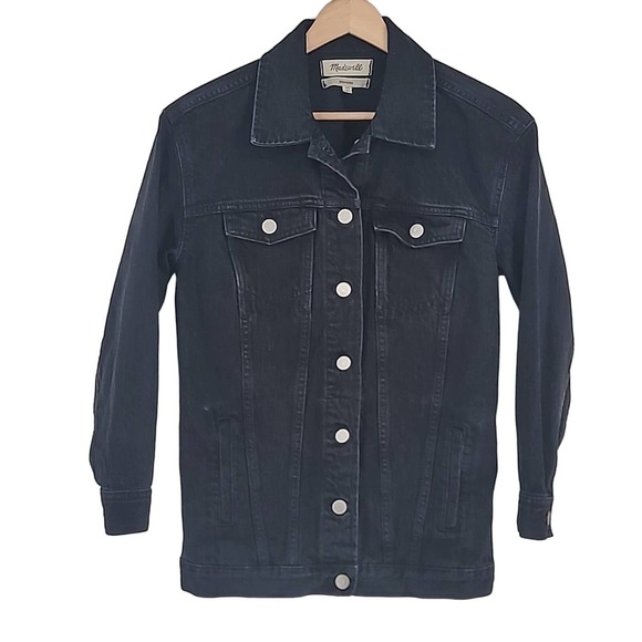 Madewell Oversized Boxy Black Denim Jean Jacket in Lunar Wash Womens size XS - Picture 3 of 11